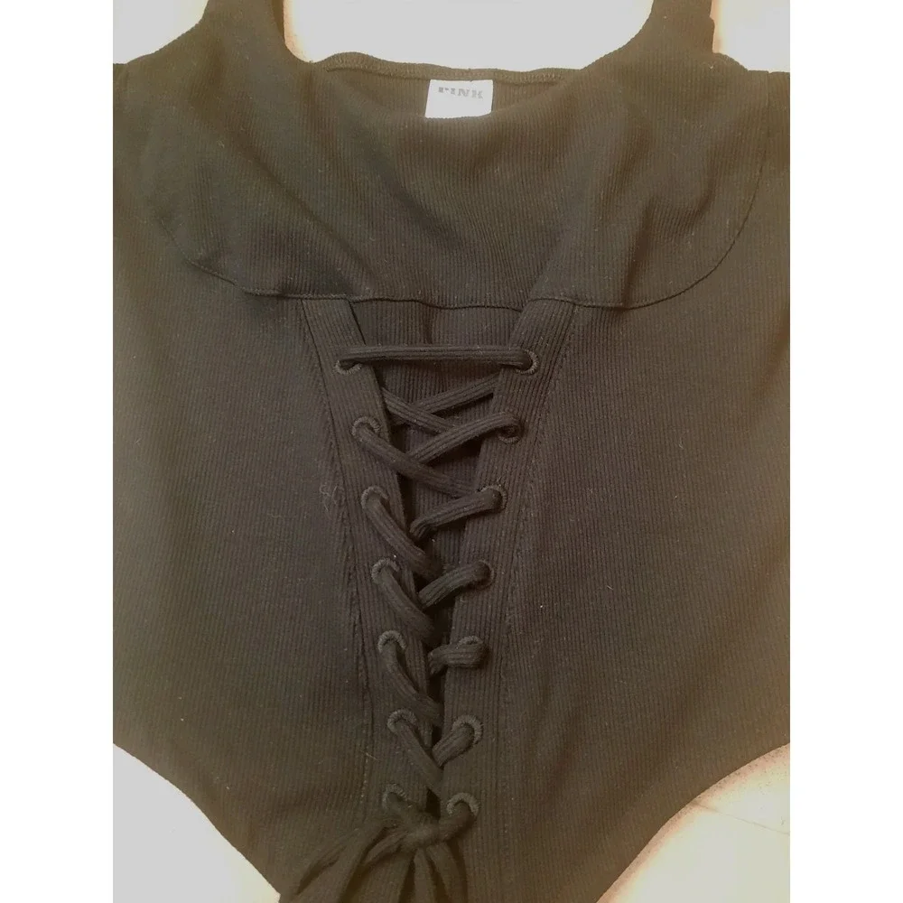 Corset Lace Up Top Black Size Small Fairy Whimsigoth Grunge Y2K - Picture 4 of 8